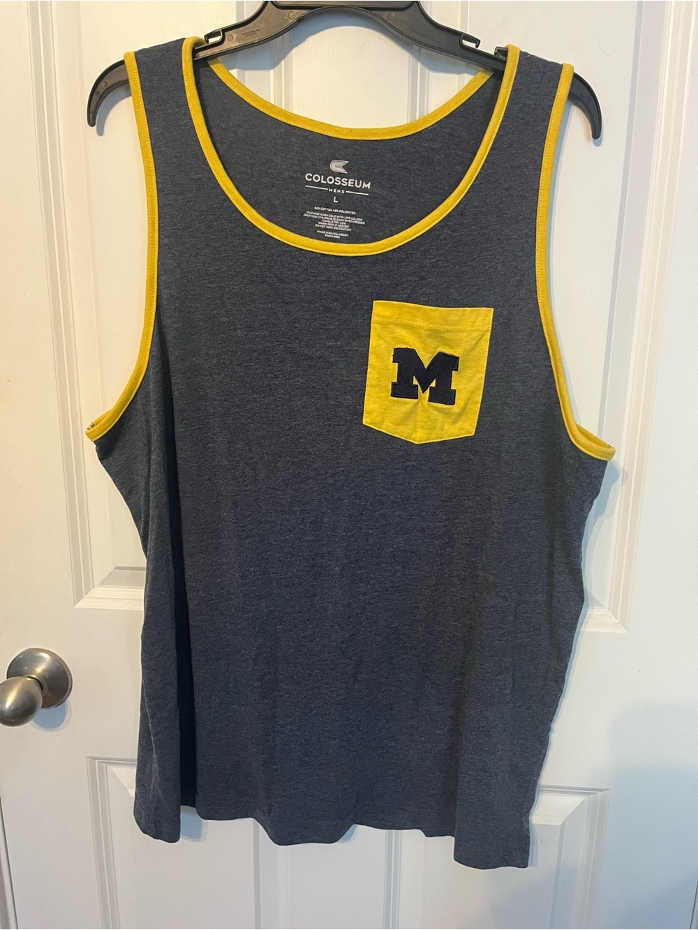 Michigan Men’s Tank Top with Yellow Trim & Pocket